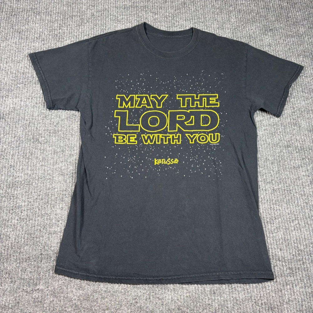 Kerusso Shirt Men's M May The Lord Be With You Christian Black Star Wars Parody